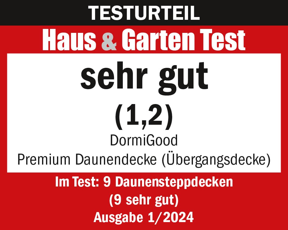 Testsiegel DormiGood Premium Daunendecke