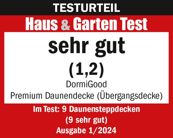 Testsiegel DormiGood Premium Daunendecke