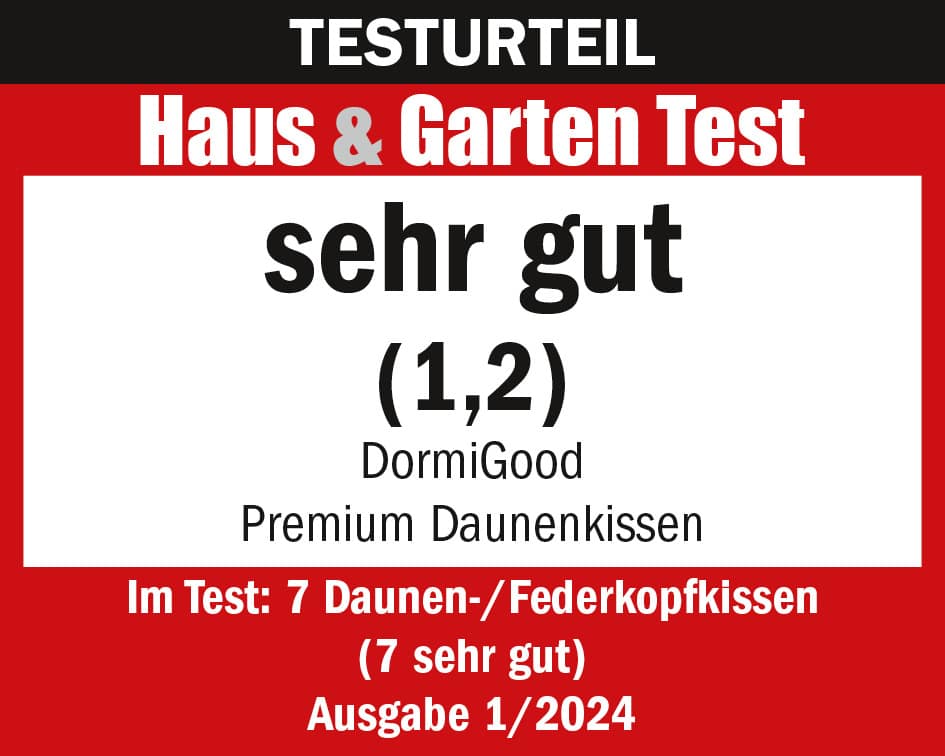 Testsiegel DormiGood Premium Daunenkissen