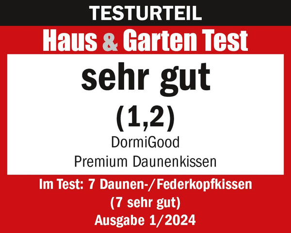 Testsiegel DormiGood Premium Daunenkissen