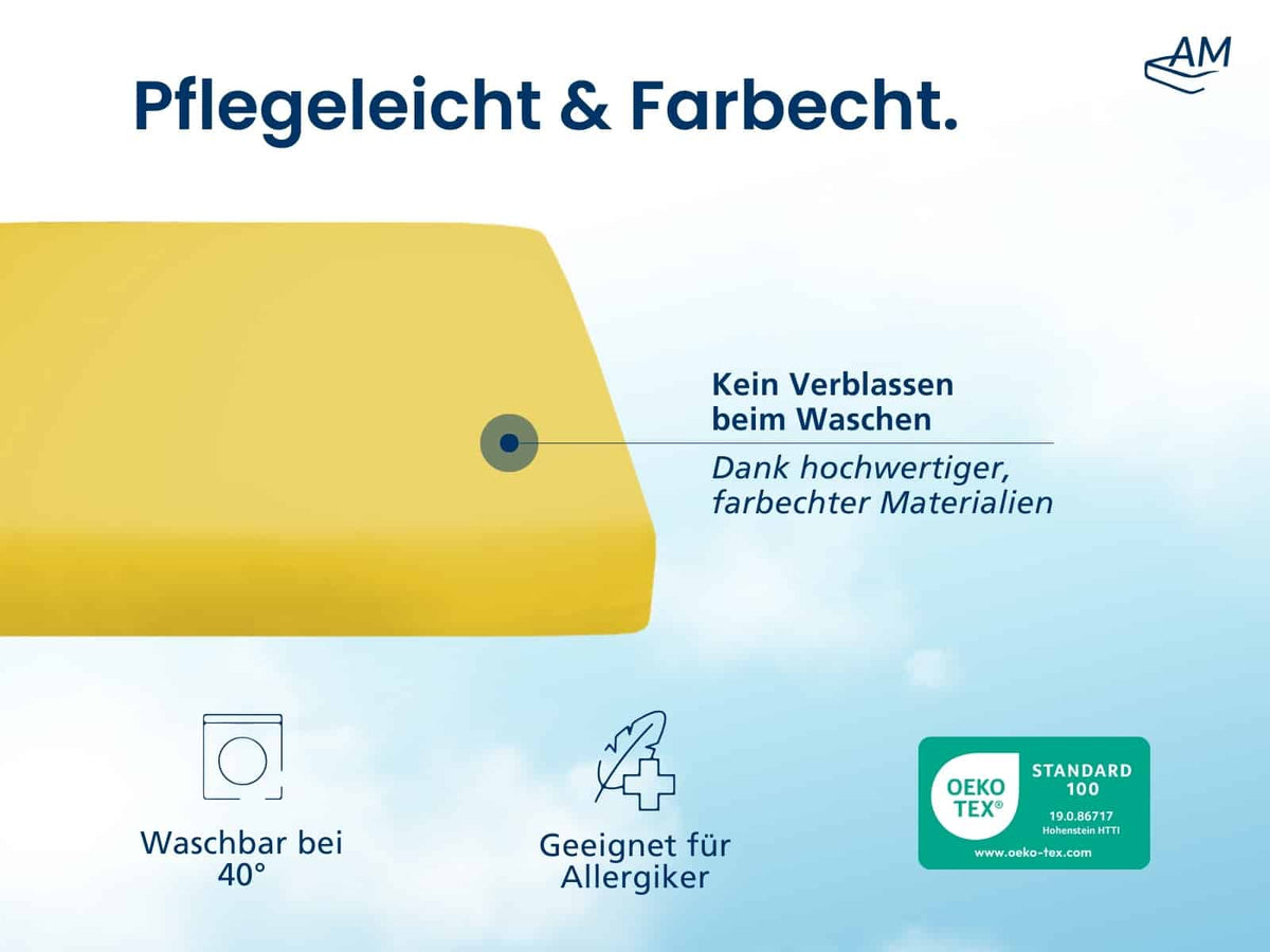 Hochwertiges Spannbettlaken in Premium-Höhe – Gelb