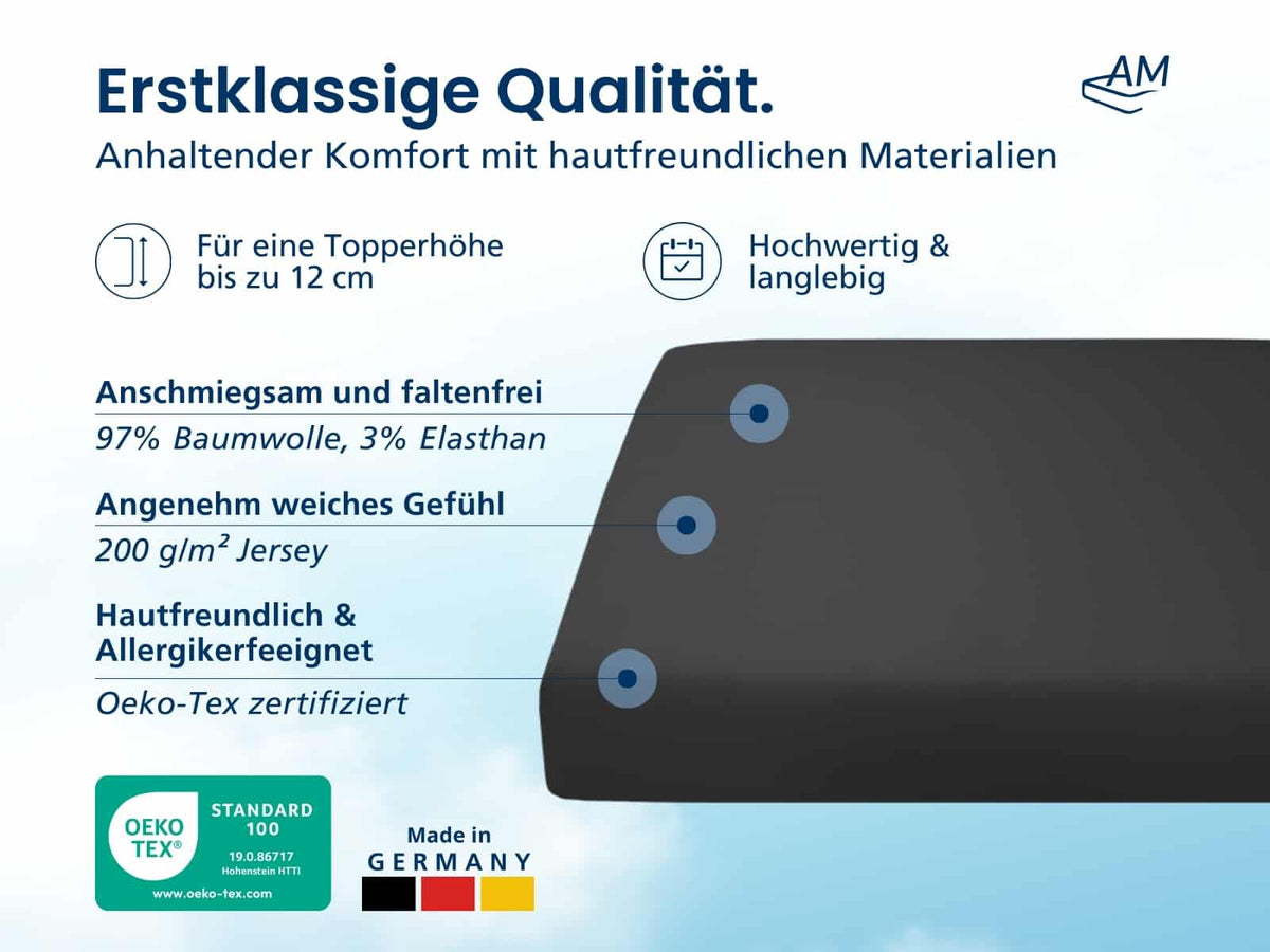 Hochwertiges Spannbettlaken in Premium-Höhe – Dunkelgrau