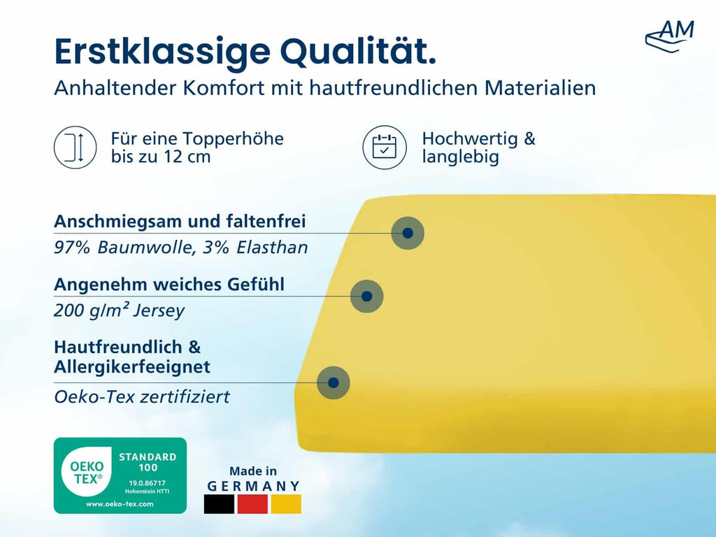 Hochwertiges Spannbettlaken in Premium-Höhe – Gelb