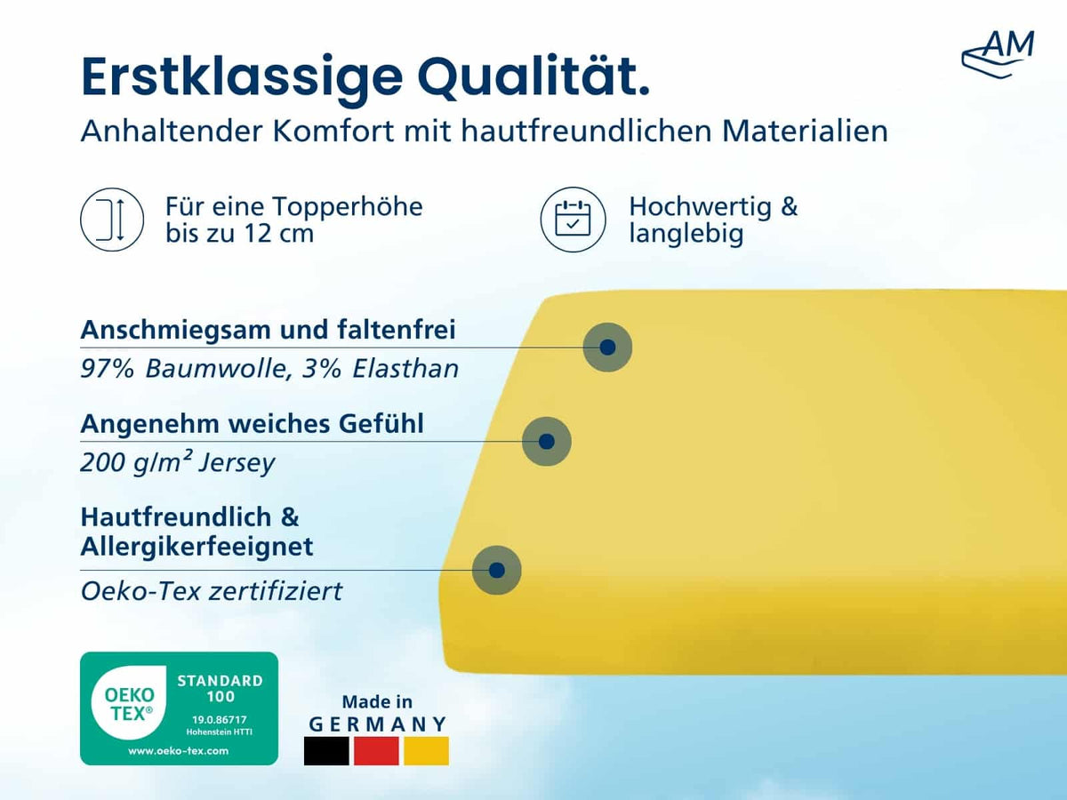 Hochwertiges Spannbettlaken in Premium-Höhe – Gelb
