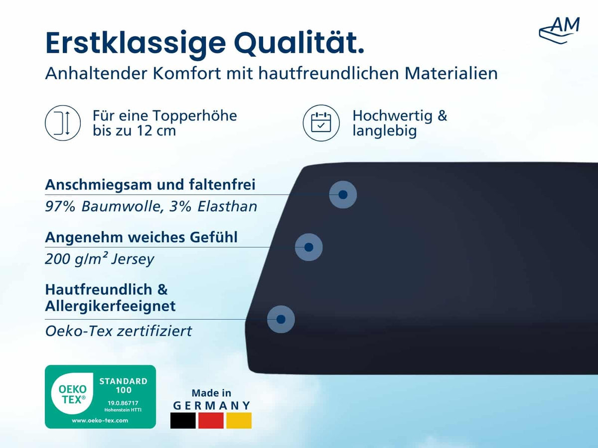 Hochwertiges Spannbettlaken in Premium-Höhe – Marine