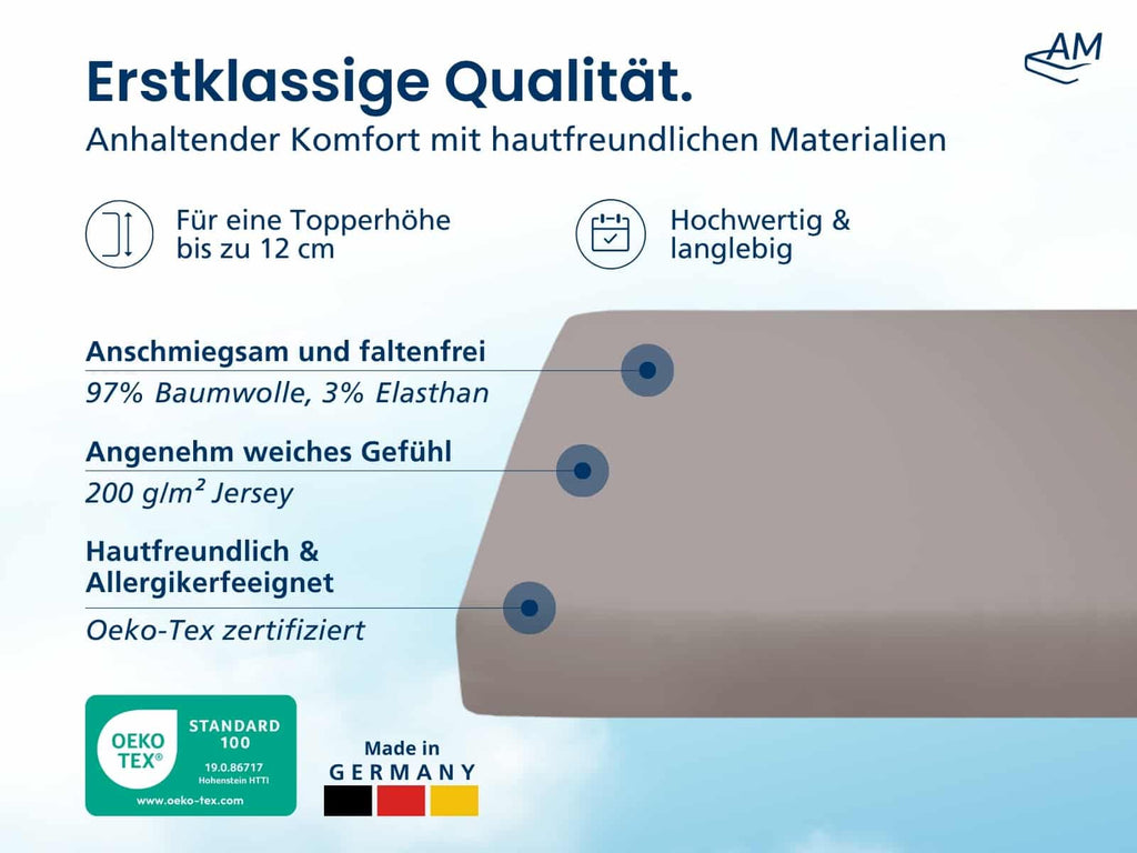 Hochwertiges Spannbettlaken für Topper – Taupe