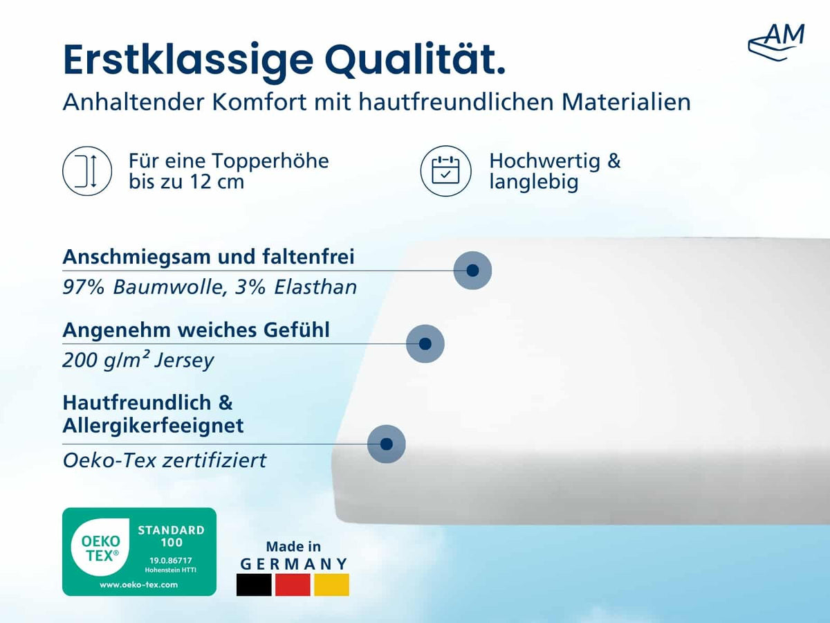 Spannbettlaken für Topper weiß