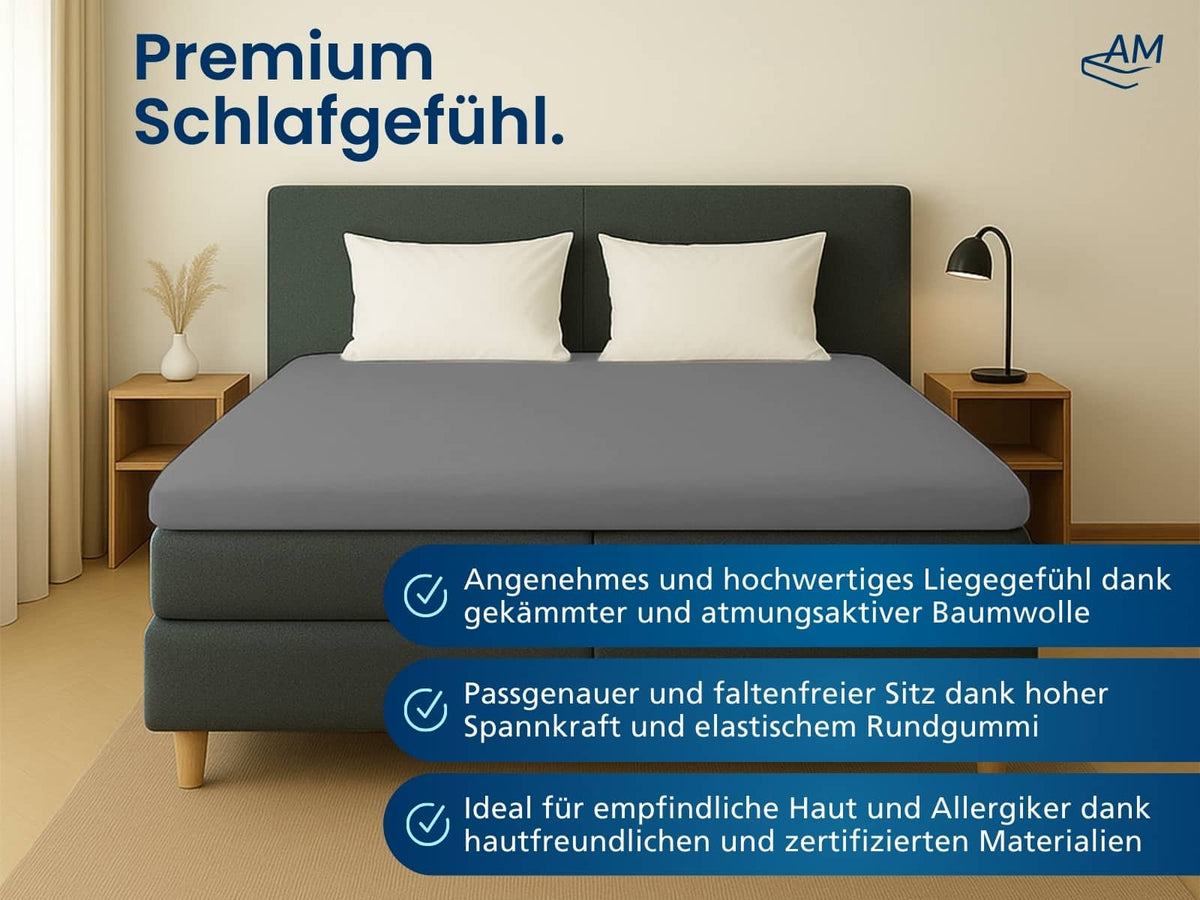 Hochwertiges Spannbettlaken in Premium-Höhe – Anthrazit