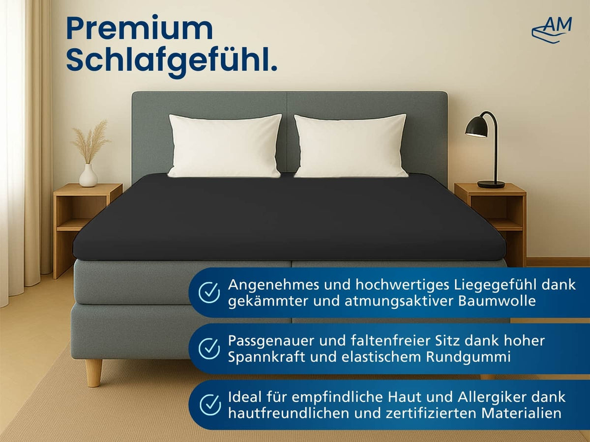 Hochwertiges Spannbettlaken in Premium-Höhe – Dunkelgrau