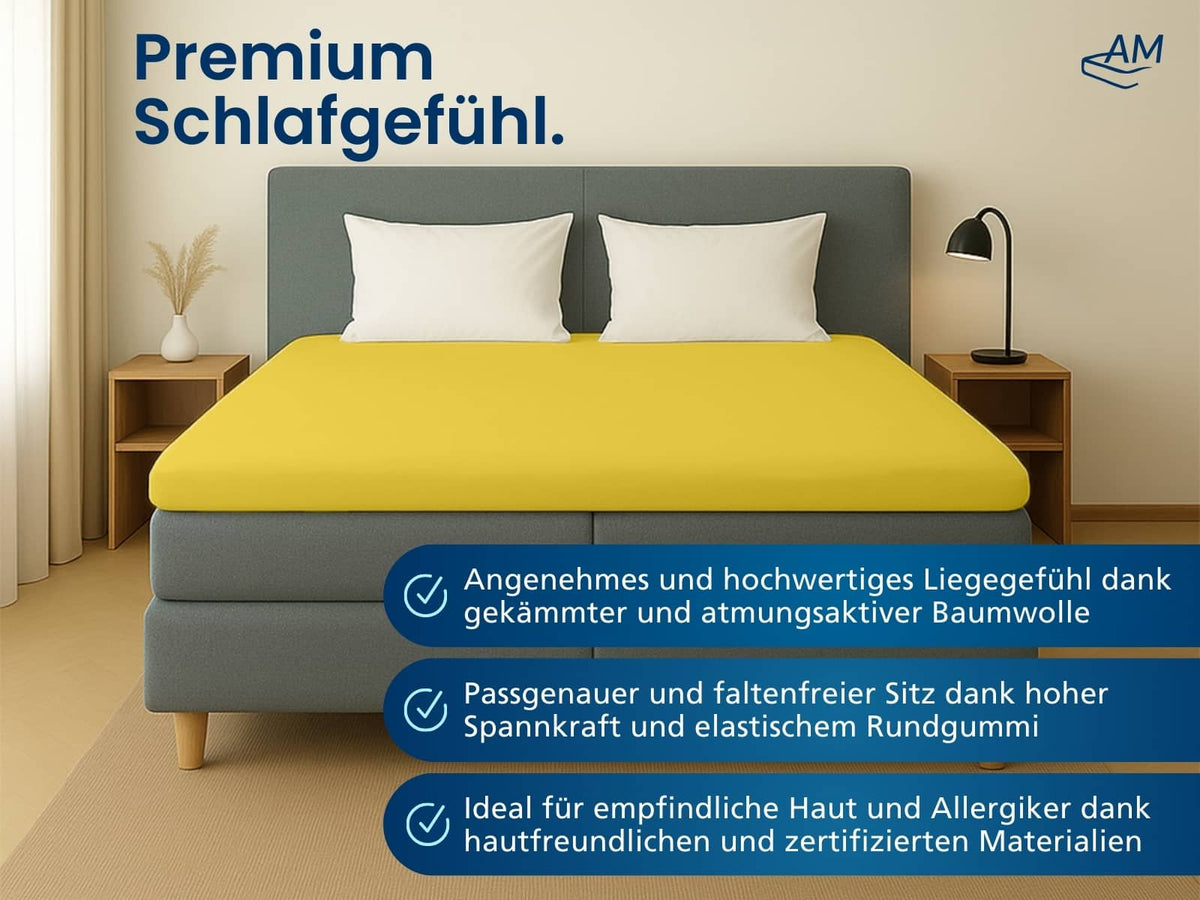 Hochwertiges Spannbettlaken in Premium-Höhe – Gelb