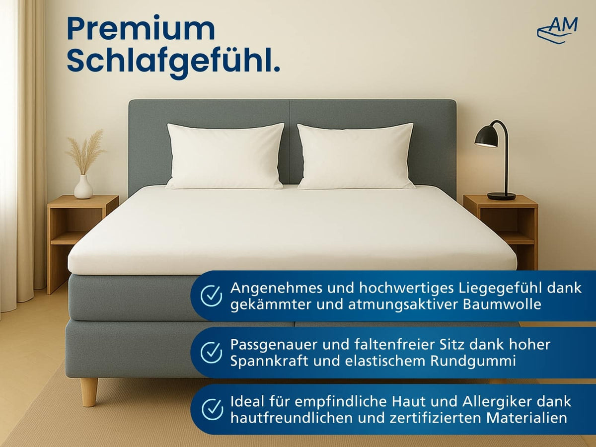 Spannbettlaken für Topper weiß