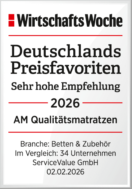 WiWo SV Deutschlands Preisfavoriten 2026 Sehr hohe AM Qualitaetsmatratzen