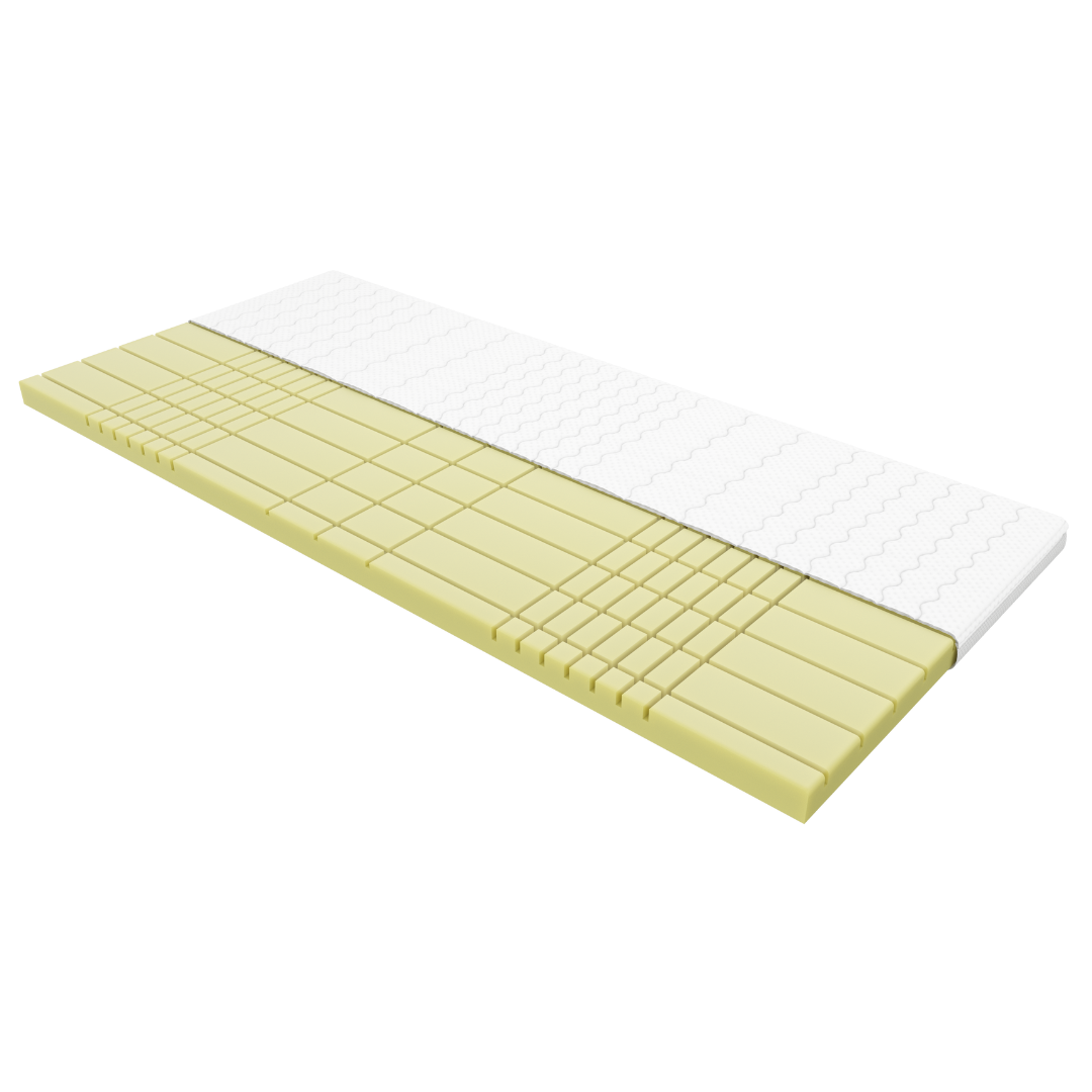 3D Deluxe Topper in Gelb und Weiß, aus hochwertigem Material, mit ergonomischer Schnittführung für optimalen Schlafkomfort.