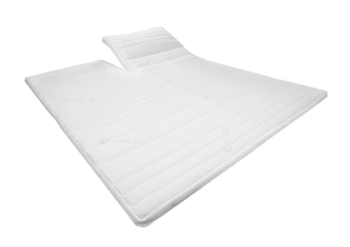 Gel-Split-Topper in Weiß, mit gestepptem Bezug für zusätzlichen Komfort und Unterstützung. Ideal für Matratzenauflage.
