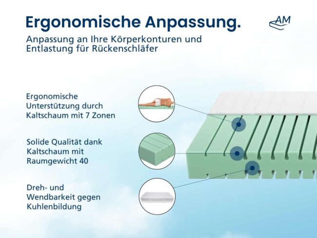 Basic 7-Zonen Kaltschaummatratze – Bild 4